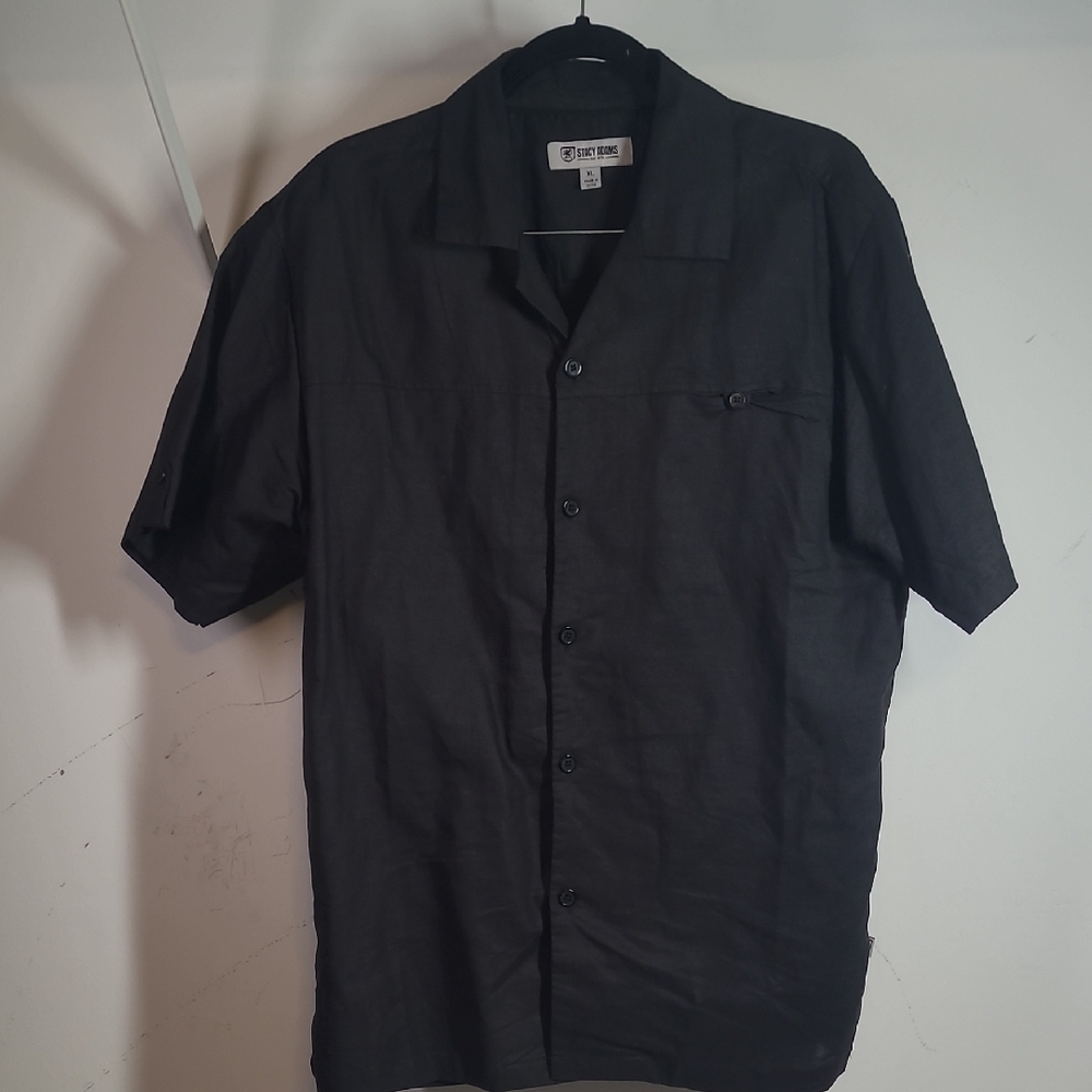 Stacy Adams Men's Black Short Sleeve Button Down Shirt